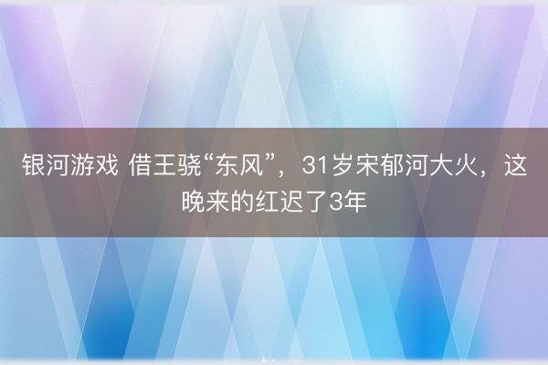 银河游戏 借王骁“东风”，31岁宋郁河大火，这晚来的红迟了3年