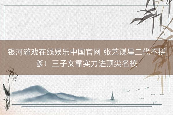 银河游戏在线娱乐中国官网 张艺谋星二代不拼爹！三子女靠实力进顶尖名校